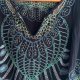 Vintage jedwabna czarna tunika minisukienka haftowana haft boho hippie