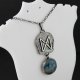 Runa Dagaz z agatem wężowym - srebrny amulet przemiany
