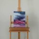 Purpurowe niebo – obraz olejny 30x40 cm, pejzaż chmur, fioletowe niebo