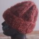Brazowa czapka moherowa handmade