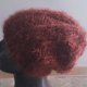 Brazowa czapka moherowa handmade