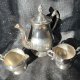 Elegancki Silverplated- srebrzony komplet -  zestaw stołowy - dzbanek, mlecznik cukiernica