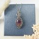 Naszyjnik Ametyst stal chirurgiczna wisiorek handmade wirewrapping