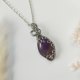 Naszyjnik Ametyst stal chirurgiczna wisiorek handmade wirewrapping