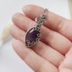 Naszyjnik Ametyst stal chirurgiczna wisiorek handmade wirewrapping