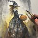 Magia jesiennej nocy Original Akwarela A4