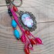Brelok do kluczy w stylu boho z kaboszonem - Floral Bloom