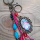 Brelok do kluczy w stylu boho z kaboszonem - Floral Bloom