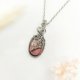 Naszyjnik Rodonit stal chirurgiczna wisiorek handmade wirewrapping