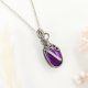 Naszyjnik Agat Fioletowy stal chirurgiczna wisiorek handmade wirewrapping
