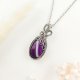 Naszyjnik Agat Fioletowy stal chirurgiczna wisiorek handmade wirewrapping