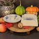 Porcelanowa popielniczka i świecznik niezapominajki