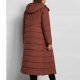 Brązowy Płaszcz Puchowy Zimowy 42 XL Długa Kurtka Ocieplana