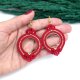 Kolczyki sutasz czerwone kółka "Jolly" lekkie okrągłe romantyczne