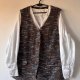 Ciepła, tweedowa kamizelka vintage ena guziki kieszenie podszewka wewnątrz