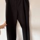 Czarne eleganckie spodnie w delikatne prążki – klasyka w stylu vintage  5XL / 50 / 22