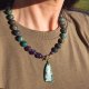 naszyjnik z azurytu ,turkusu afrykańskiego i ametystu