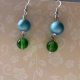Kolczyki handmade z niebieskimi i zielonymi koralikami