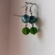 Kolczyki z dużymi kulkami zielono-niebieski duet w stylu retro
