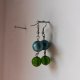 Kolczyki z dużymi kulkami zielono-niebieski duet w stylu retro
