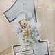 Urodzinowa kartka cyferka, prezent na roczek "Baby Blue 2" GOTOWA