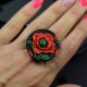 Duży pierścionek czerwony mak