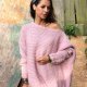 SWETER HANDMADE PUDROWY RÓŻ