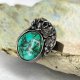 Pierścień z turkusem w srebrnych kwiatach “Naturalna harmonia" a1117