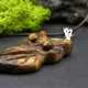 Drewniany wisiorek ręcznie rzeźbiony "Sowa i tygrysie oko" - pirografia, biżuteria z drewna, Unique Wooden Jewelry