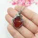 Naszyjnik Agat Serce stal chirurgiczna wisiorek handmade wirewrapping