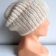 Ręcznie robiona czapka damska MORGANA Alpaka z Jedwabiem 100/01 Ecru - od ręki
