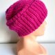 Ręcznie robiona czapka damska MORGANA Merynos, Alpaka z Jedwabiem 08/18 Fuksja - od ręki