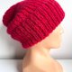 Ręcznie robiona czapka damska MORGANA Merynos, Alpaka z Jedwabiem 3620/07 Czerwony - od ręki