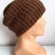Ręcznie robiona czapka damska MORGANA Merynos, Alpaka z Jedwabiem 52/38 Czekolada - od ręki