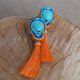 Kolczyki sutasz z pomarańczowym chwostem i niebieskim howlitem