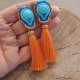 Kolczyki sutasz z pomarańczowym chwostem i niebieskim howlitem
