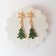 Kolczyki Zielone Choinki Śnieżynki