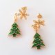 Kolczyki Zielone Choinki Śnieżynki