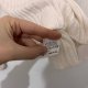 Ecru włoski sweter premium prążkowany, dekolt V, Le tricot longhin Rozmiar S / 36 / 8