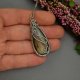 Wisiorek z labradorytem, wire wrapping, stal chirurgiczna, labradoryt wisior