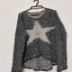 Puszysty sweter z dużą białą gwiazdą, włochacz "travis" 50% angora S M L