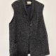 Ciemnoszara wełniana kamizelka bezrękawnik  boucle na guziki Tence  L XL XXL