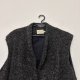 Ciemnoszara wełniana kamizelka bezrękawnik  boucle na guziki Tence  L XL XXL