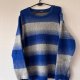 Niebiesko-szary sweter w pasy, miękki, długi, oversize XL -4XL oversize