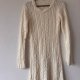 Ecru sukienka swetrowa warkoczowa, długa, miękka dzianina, XS/S