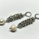 Kolczyki chainmaille z dużą perłą barokową 7 cm stal chirurgiczna
