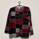 Sweter wzór patchwork czerń czerwień szary bawełna 50% rozmiar 42