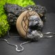 Obsydian śnieżny - Wisiorek z drzewa owocowego, amulet zamknięty w kawałku drewna, Wood Pendant, Wooden Jewelry, biżuteria z drewna