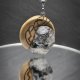 Obsydian śnieżny - Wisiorek z drzewa owocowego, amulet zamknięty w kawałku drewna, Wood Pendant, Wooden Jewelry, biżuteria z drewna