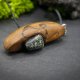 Serpentynit- Wisiorek z drzewa brzozy, amulet zamknięty w kawałku drewna, Wood Pendant, Wooden Jewelry, biżuteria z drewna
